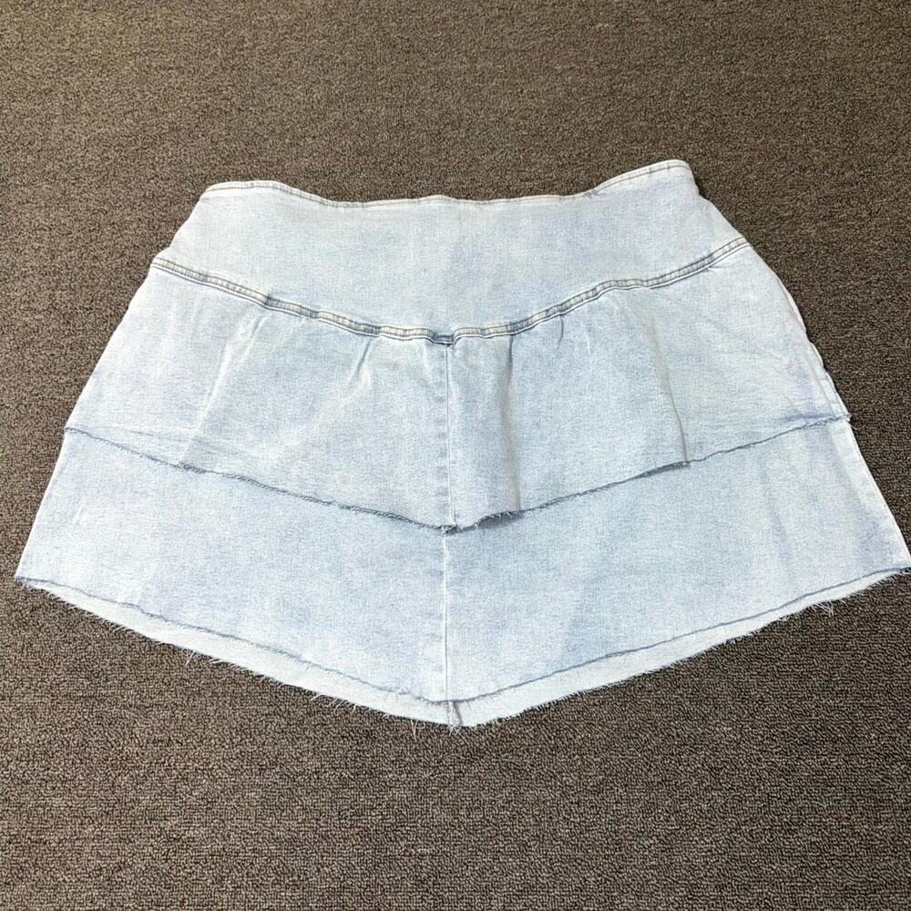Andrée By Unit Tiered Skirt Women 2x Blue Denim Light Wash Streetwear Plus Size